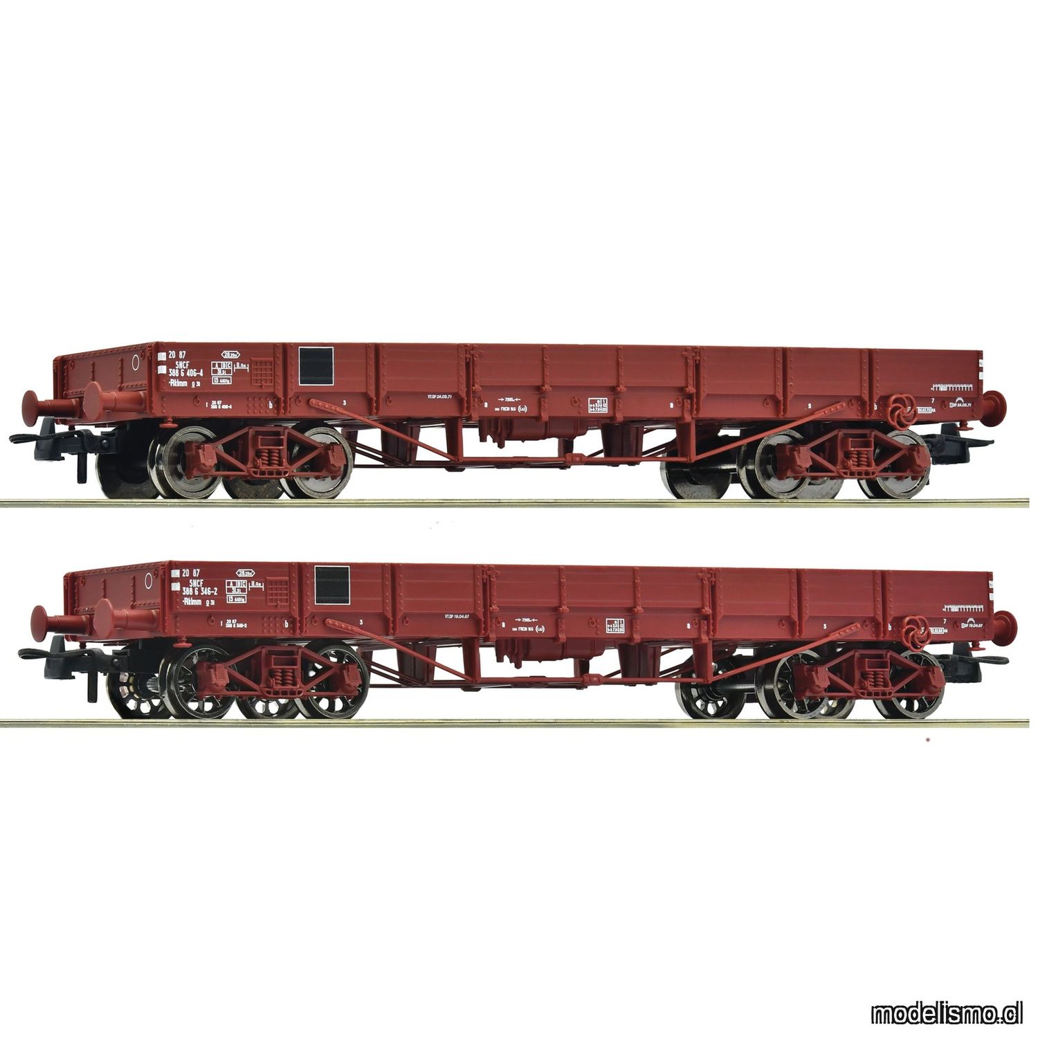 pre orderen Roco 6600224 - Set de 2 piezas: Vagones de bordes bajos, SNCF pre orderen Roco 6600224 - Set de 2 piezas: Vagones de bordes bajos, SNCF