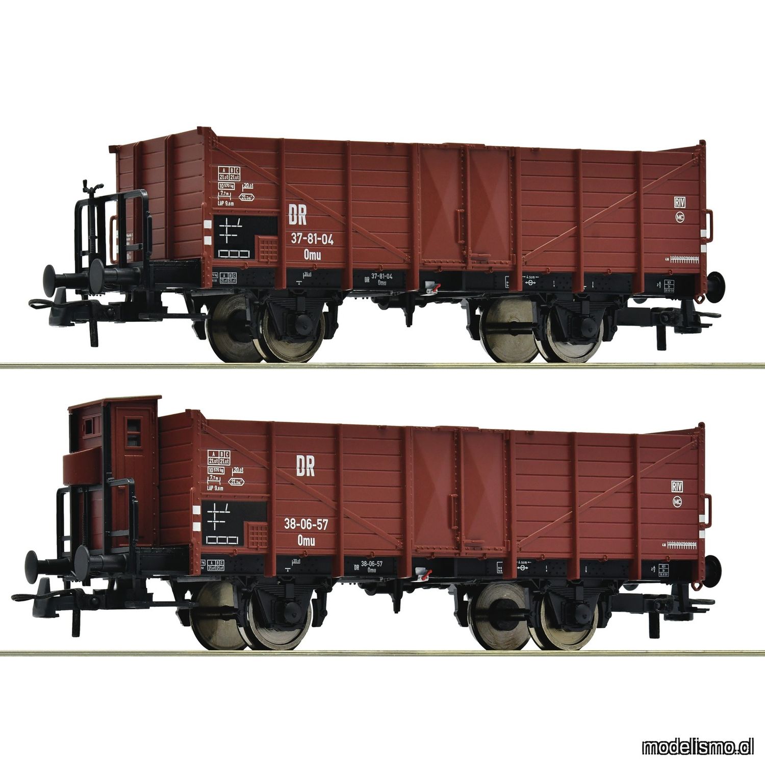 pre orderen Roco 6600253 - Set de 2 piezas: Vagones de mercancías abiertos, DR