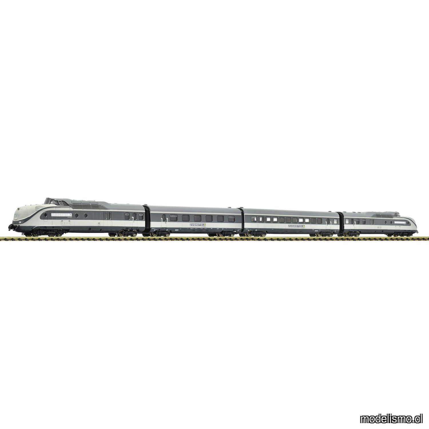 pre orderen Fleischmann 7770009 - Set de 4 piezas: Unidad múltiple diésel serie 601 "Train Hotel" "Tren hotel" RailAdventure con sonido