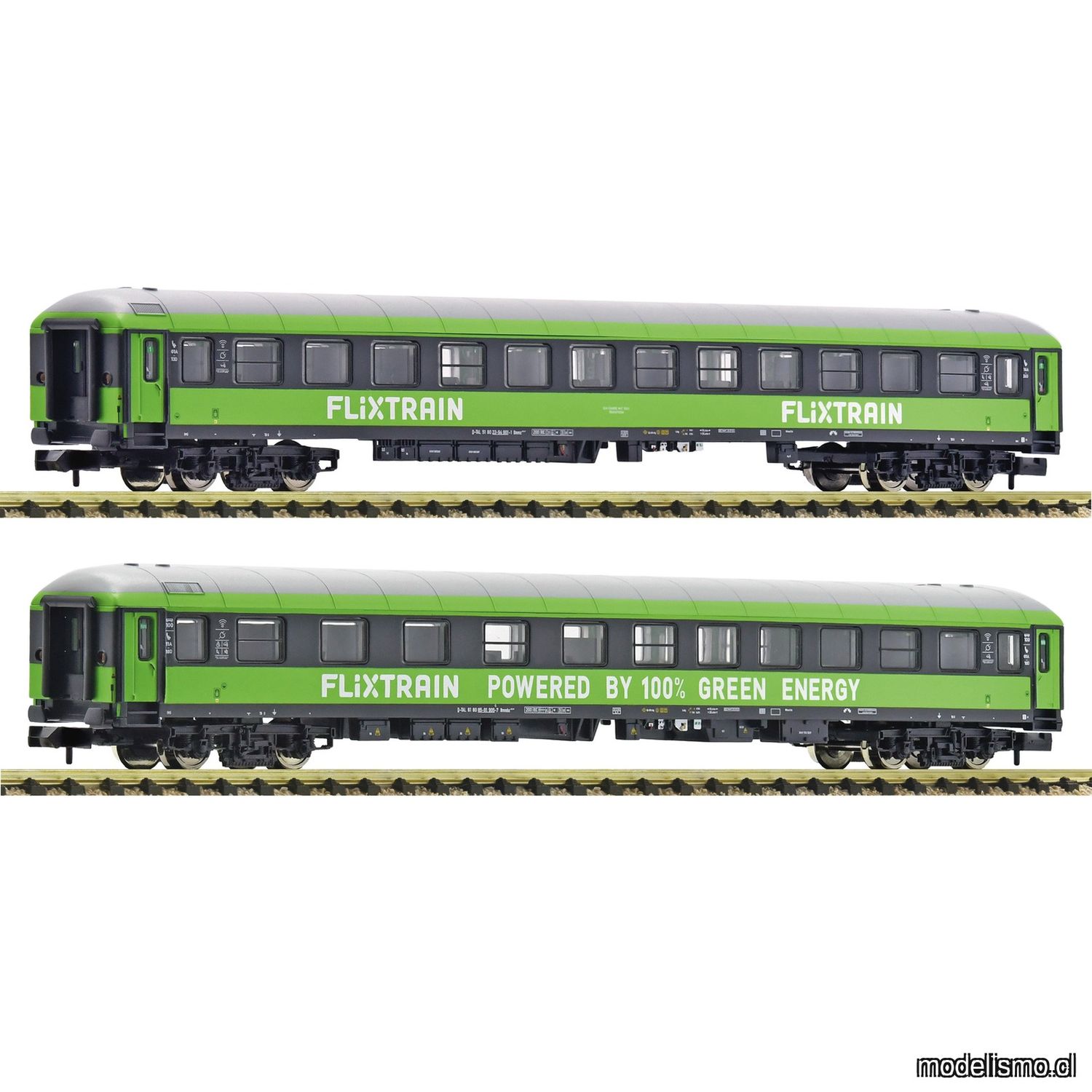 pre orderen Fleischmann 6260085 - Set de 2 piezas (1): Coches de viajeros, FlixTrain pre orderen Fleischmann 6260085 - Set de 2 piezas (1): Coches de viajeros, FlixTrain