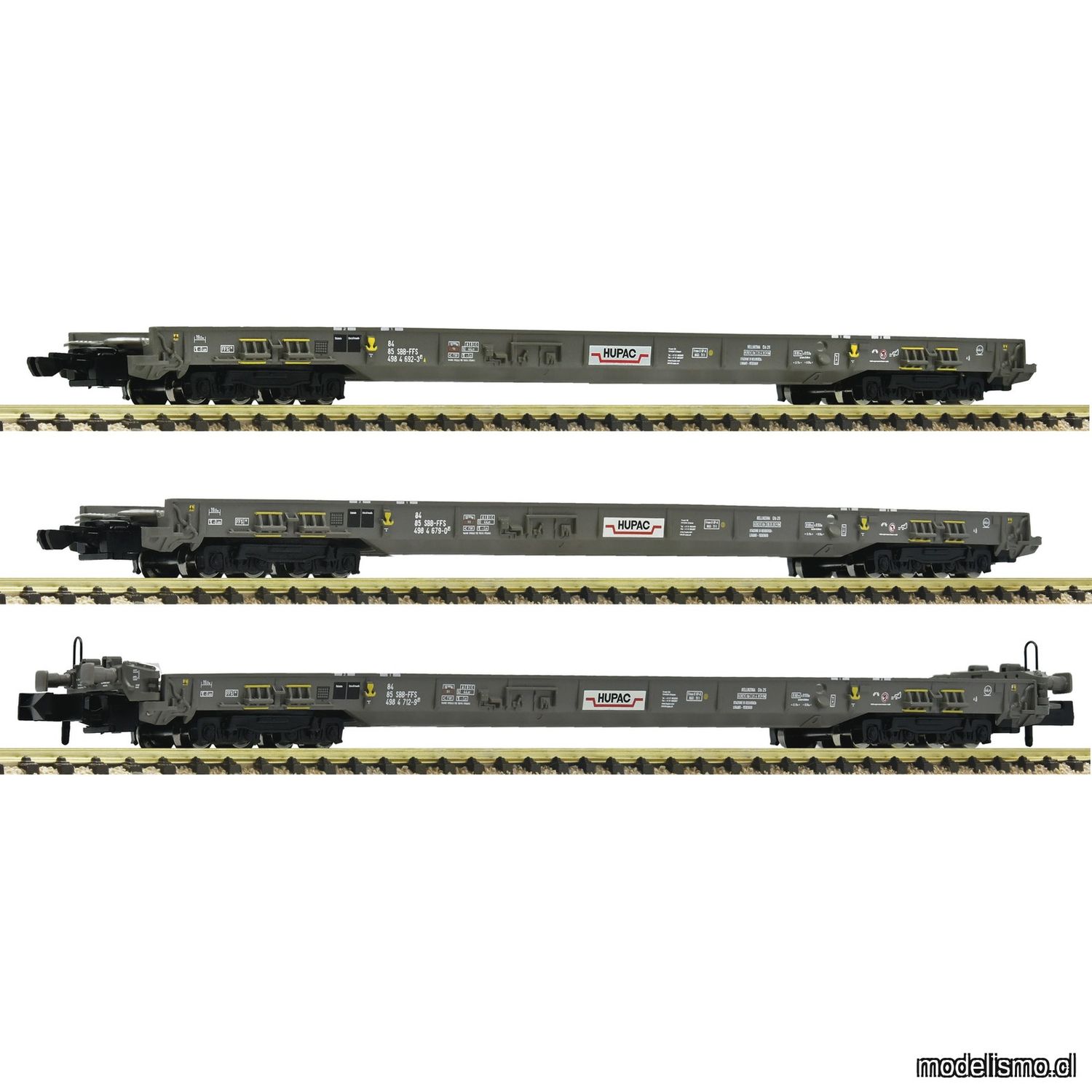 pre orderen Fleischmann 6660093 - 3 piece set: Rollende Autobahn, Hupac pre orderen Fleischmann 6660093 - 3 piece set: Rollende Autobahn, Hupac
