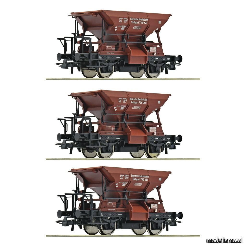 pre orderen Roco 6600265 Set de 3 piezas: Vagones Talbot para transporte de balasto, DRB