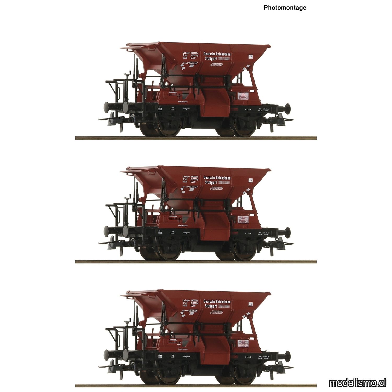 pre orderen Roco 6600265 Set de 3 piezas: Vagones Talbot para transporte de balasto, DRB pre orderen Roco 6600265 Set de 3 piezas: Vagones Talbot para transporte de balasto, DRB