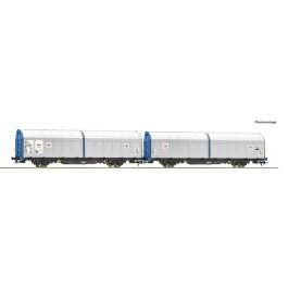 pre orderen Roco 6600276 Unidad doble de vagones con paredes correderas, Transwaggon