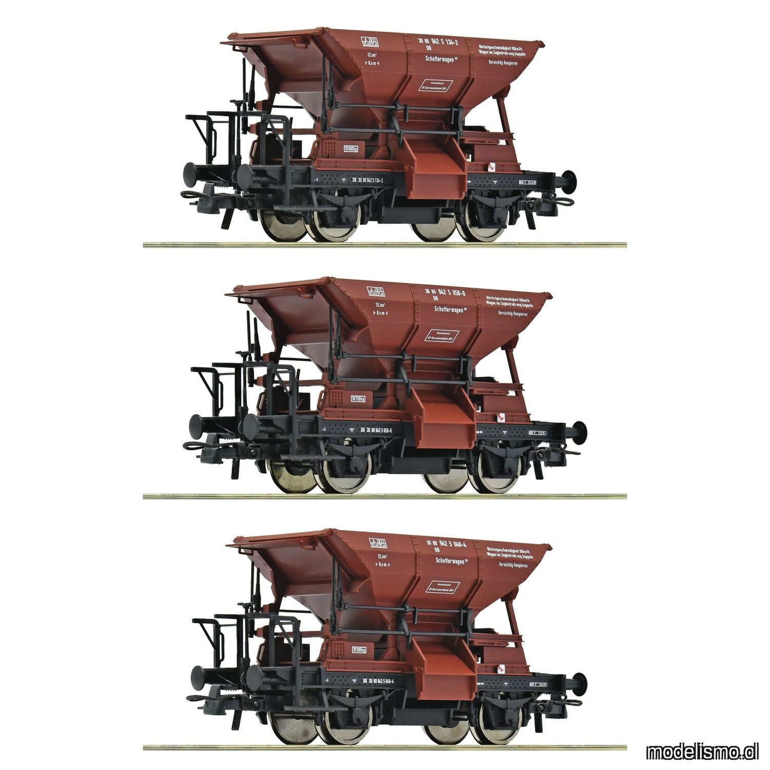 pre orderen Roco 6600269 Set de 3 piezas: Vagones Talbot para transporte de balasto, DB pre orderen Roco 6600269 Set de 3 piezas: Vagones Talbot para transporte de balasto, DB