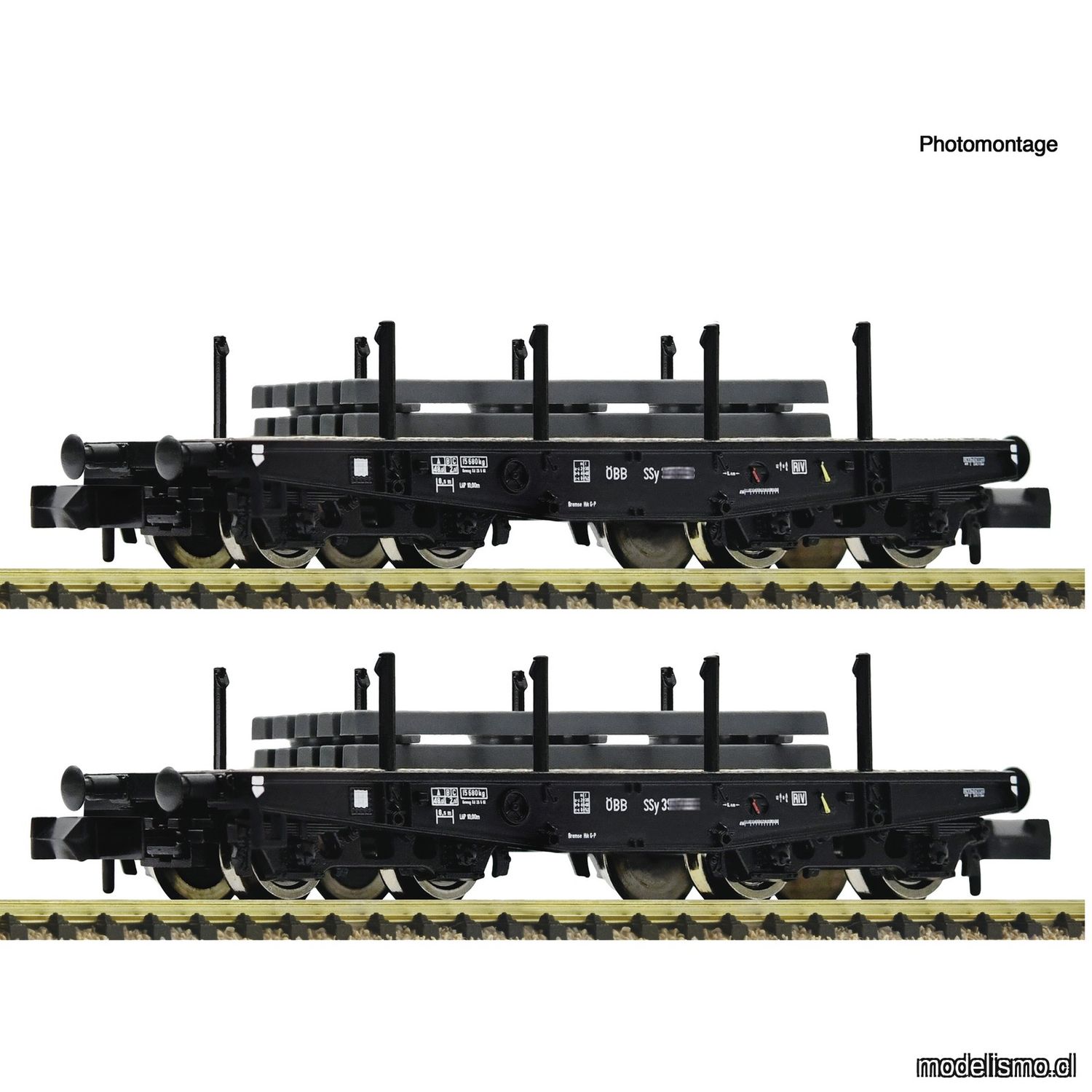 pre orderen Fleischmann 6660134 Set de 2 piezas: Vagones de plataforma para cargas pesadas, ÖBB