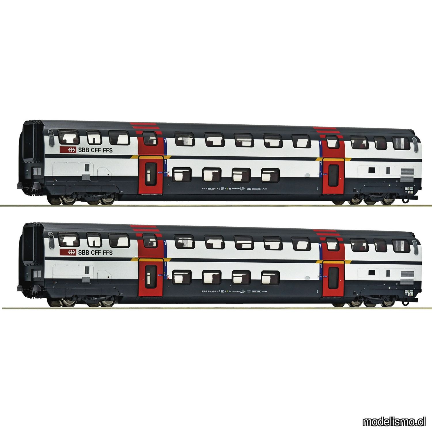 pre orderen Roco 6200215 Set de 2 piezas: Coches de dos pisos de 1a clase, SBB pre orderen Roco 6200215 Set de 2 piezas: Coches de dos pisos de 1a clase, SBB