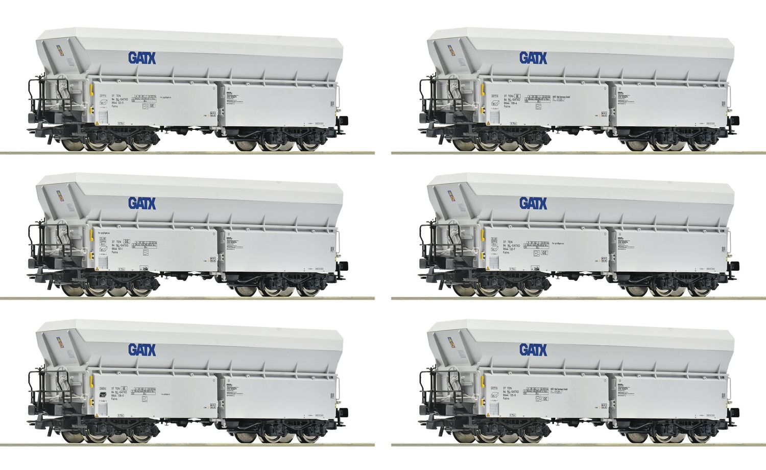 Roco 6600220 Set de 6 piezas: Vagones de autodescarga, GATX Roco 6600220 Set de 6 piezas: Vagones de autodescarga, GATX