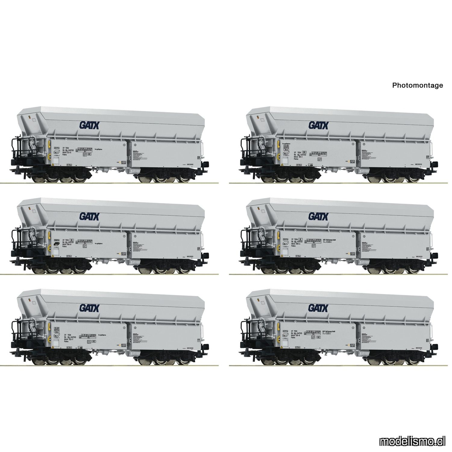 Roco 6600220 Set de 6 piezas: Vagones de autodescarga, GATX Roco 6600220 Set de 6 piezas: Vagones de autodescarga, GATX