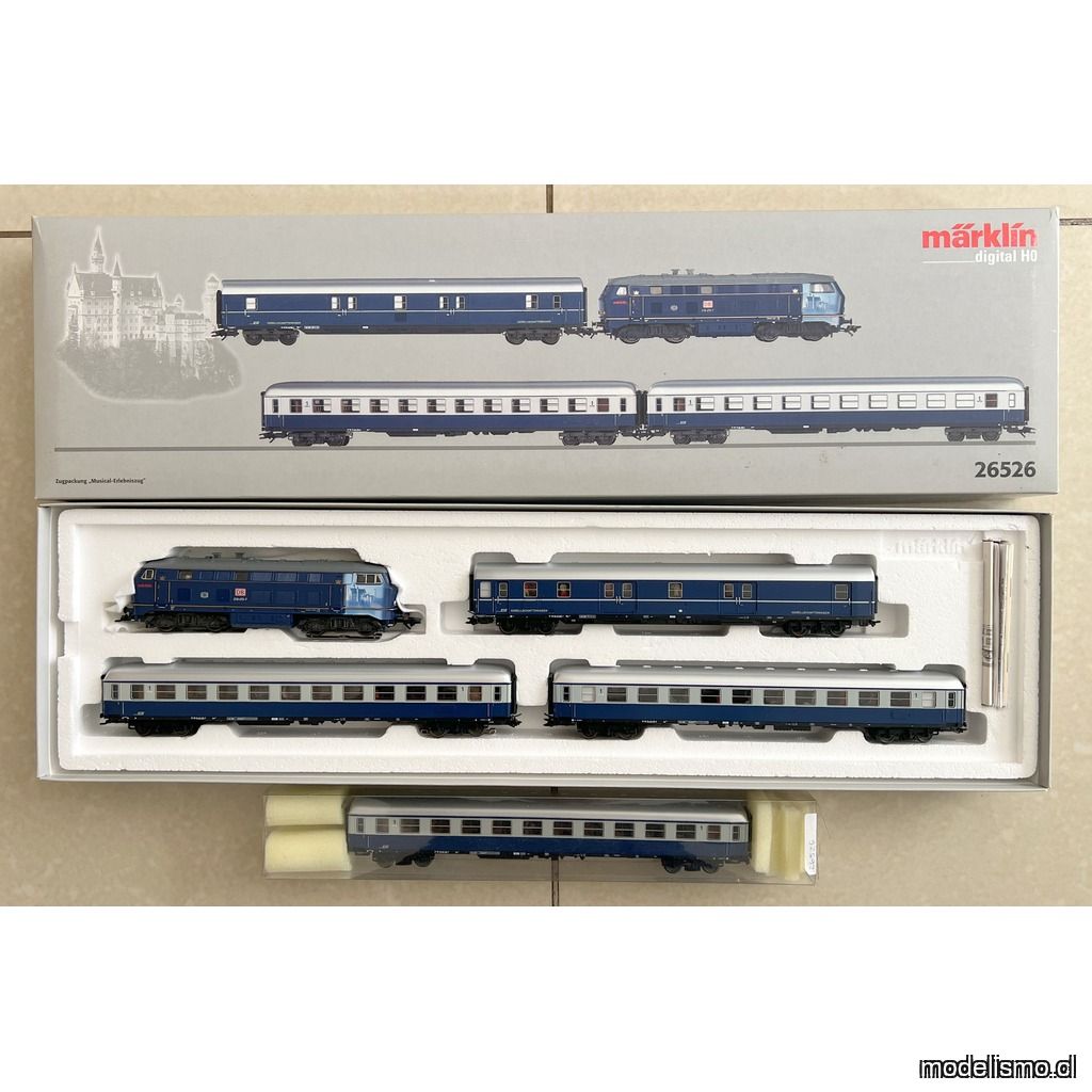 PF Märklin H0 26526 Tren 'King Ludwig II' + vagones adicionales + pasajeros - usado + analógico