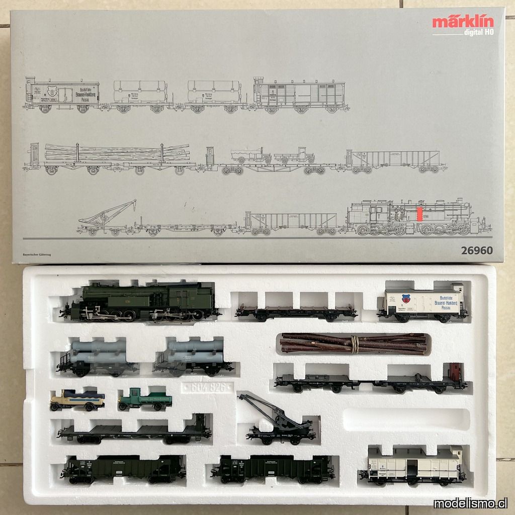 PF Märklin 26960 H0 Gt 2 x 4/4 Tren de mercancías bávaro - usado + análoga