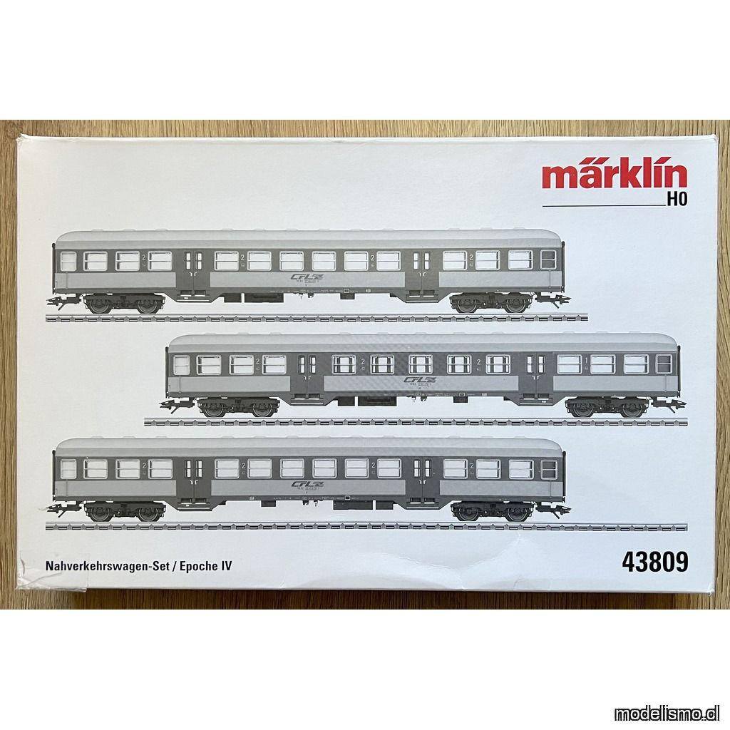 PF Märklin 43809 Set de coches de cercanías - usado con luz PF Märklin 43809 Set de coches de cercanías - usado con luz