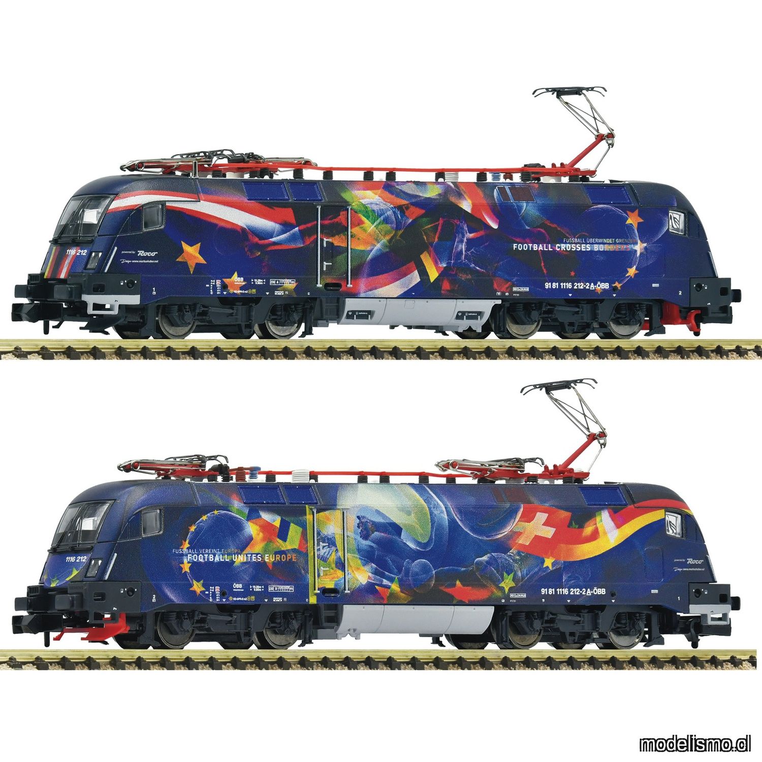 pre orderen Fleischmann 7570070 Locomotora eléctrica 1116 212-2 "Fußball vereint Europa""El futbol une Europa", ÖBB con sonido pre orderen Fleischmann 7570070 Locomotora eléctrica 1116 212-2 "Fußball vereint Europa""El futbol une Europa", ÖBB con sonido
