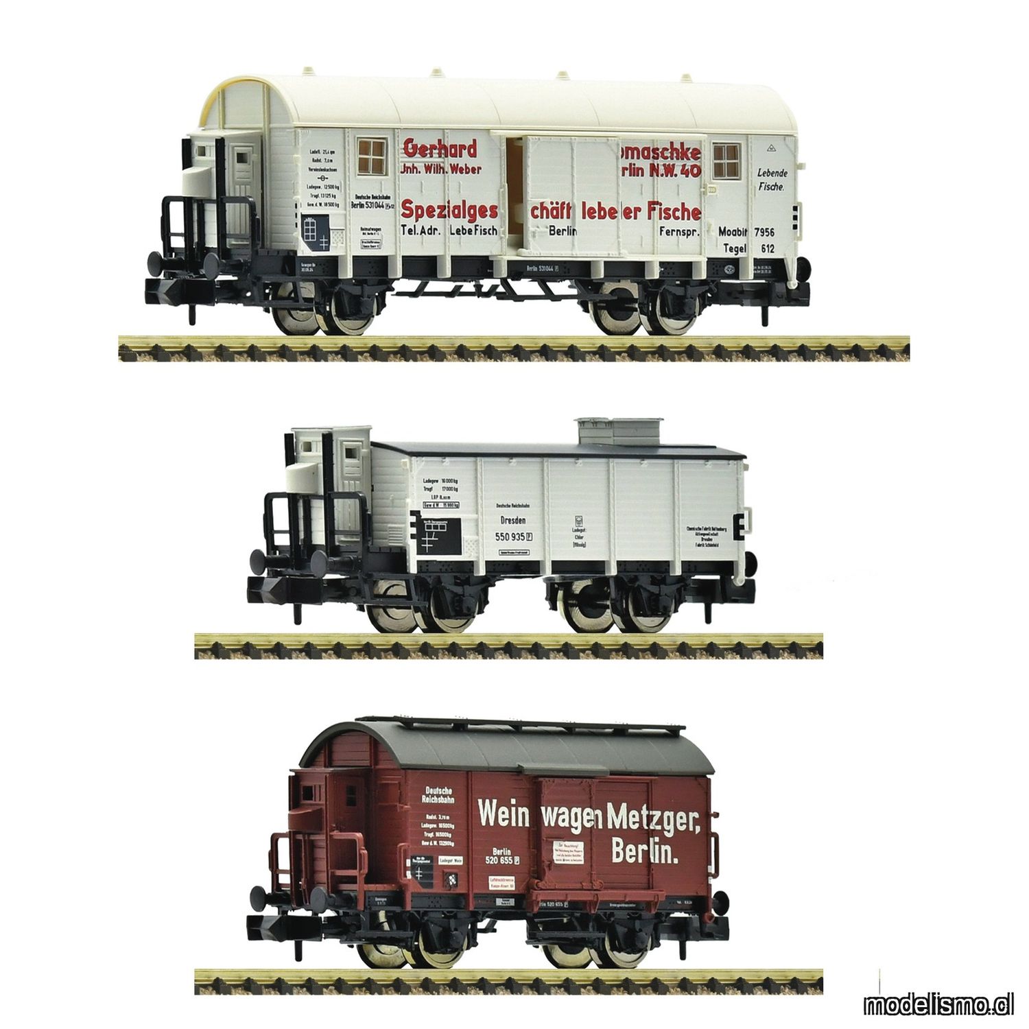 pre orderen Fleischmann 6660148 Set de 3 piezas: Vagones de mercancías cubiertos, DRB pre orderen Fleischmann 6660148 Set de 3 piezas: Vagones de mercancías cubiertos, DRB
