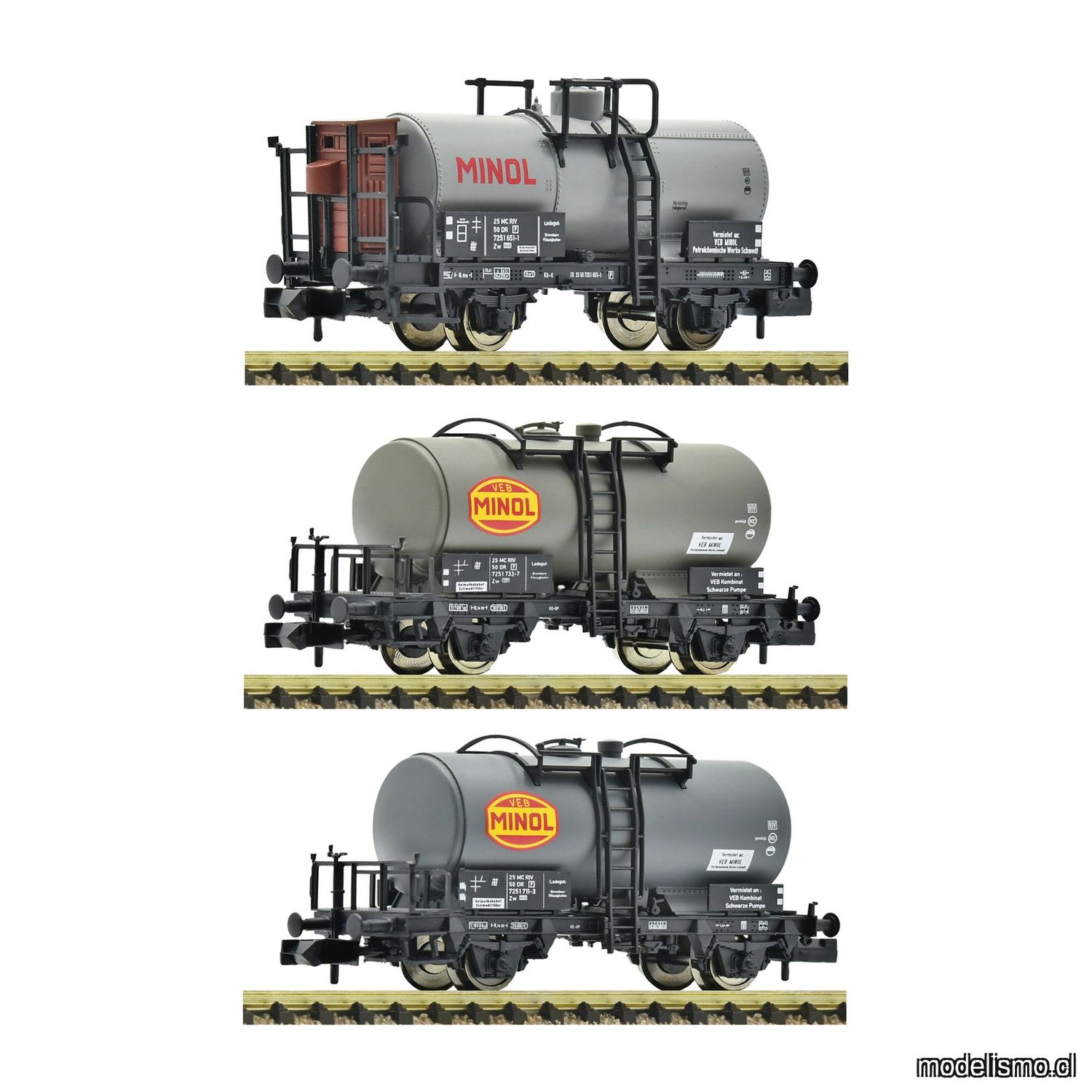pre orderen Fleischmann 6660152 Set de 3 piezas: Vagones cisterna, DR pre orderen Fleischmann 6660152 Set de 3 piezas: Vagones cisterna, DR