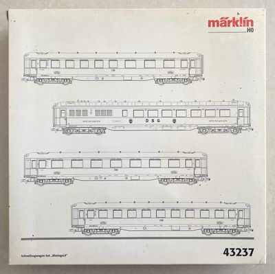 PF Märklin 43237 Juego - 4 coches de tren expreso "Rheingold" ("Oro del Rhin") - usado con luz PF Märklin 43237 Juego - 4 coches de tren expreso "Rheingold" ("Oro del Rhin") - usado con luz