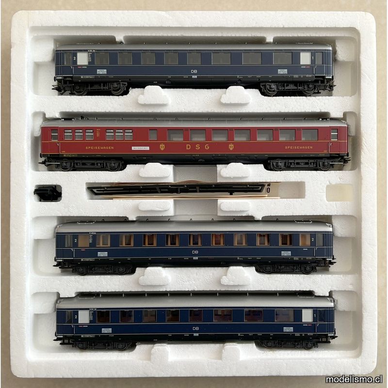 PF Märklin 43237 Juego - 4 coches de tren expreso "Rheingold" ("Oro del Rhin") - usado con luz