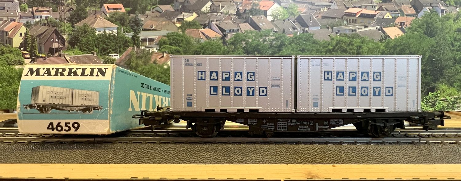 PF Märklin 4659 Vagón portacontenedores 2x 20 pies Hapag Lloyd - usado PF Märklin 4659 Vagón portacontenedores 2x 20 pies Hapag Lloyd - usado