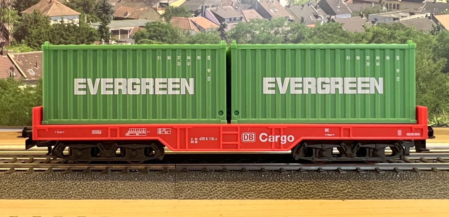 PF Märklin Vagón portacontenedores 2x 20 pies Evergreen - usado - sin caja