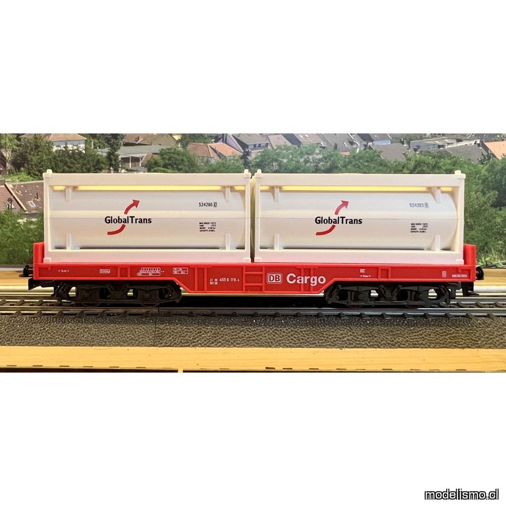 PF Märklin Vagón portacontenedores 2x 20 pies GlobalTrans - usado - sin caja PF Märklin Vagón portacontenedores 2x 20 pies GlobalTrans - usado - sin caja