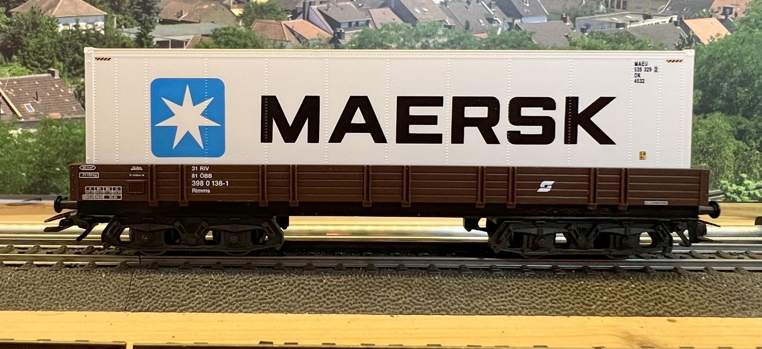 PF Märklin Vagón portacontenedores 1x 40 pies MAERSK - usado - sin caja PF Märklin Vagón portacontenedores 1x 40 pies MAERSK - usado - sin caja