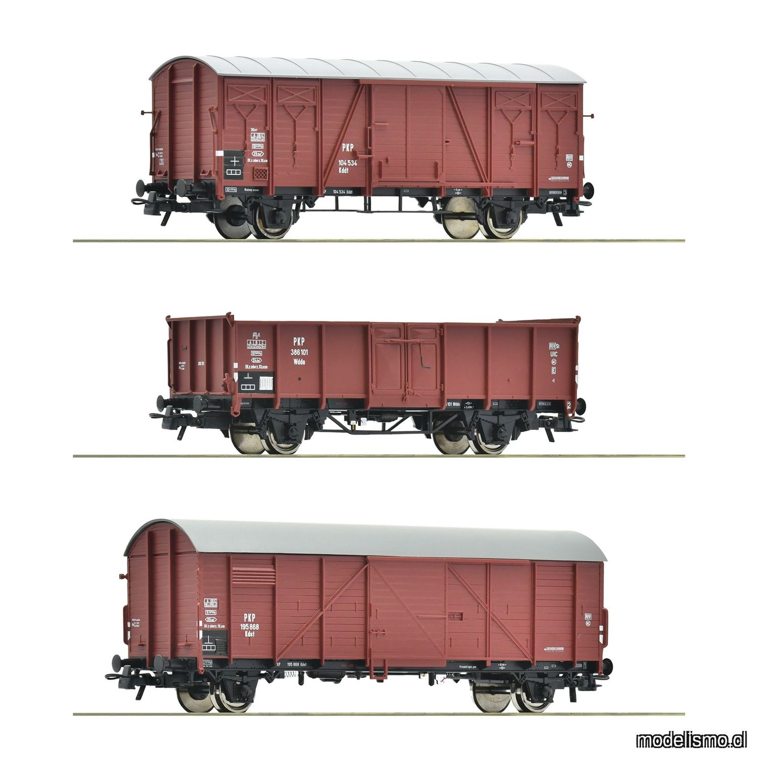 pre orderen Roco 6600273 Set de 3 piezas: Vagones de mercancías, PKP pre orderen Roco 6600273 Set de 3 piezas: Vagones de mercancías, PKP