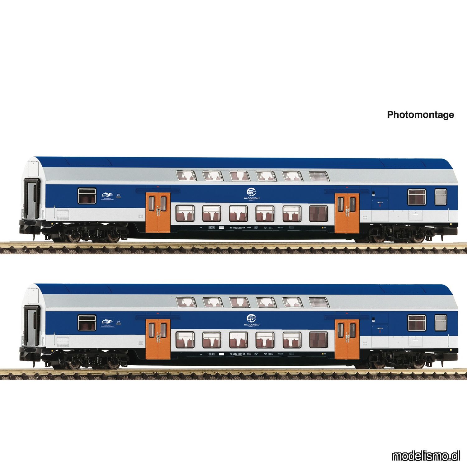 pre orderen Fleischmann 6260094 Set de 2 piezas: Coches de dos pisos, VEB pre orderen Fleischmann 6260094 Set de 2 piezas: Coches de dos pisos, VEB