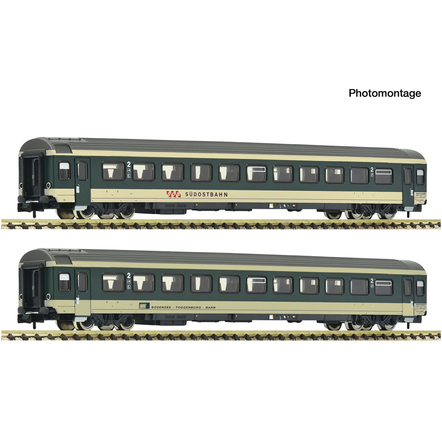 pre orderen Fleischmann 6260095 2-tlg. Set 1: Reisezugwagen „Voralpen-Express“, SOB/BT pre orderen Fleischmann 6260095 2-tlg. Set 1: Reisezugwagen „Voralpen-Express“, SOB/BT