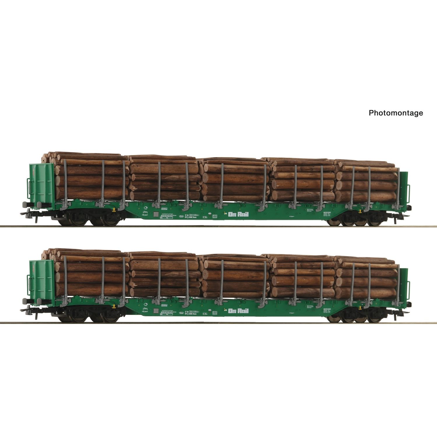 Roco 6600319 Set de 2 piezas: Vagones de plataforma con teleros, OnRail Roco 6600319 Set de 2 piezas: Vagones de plataforma con teleros, OnRail