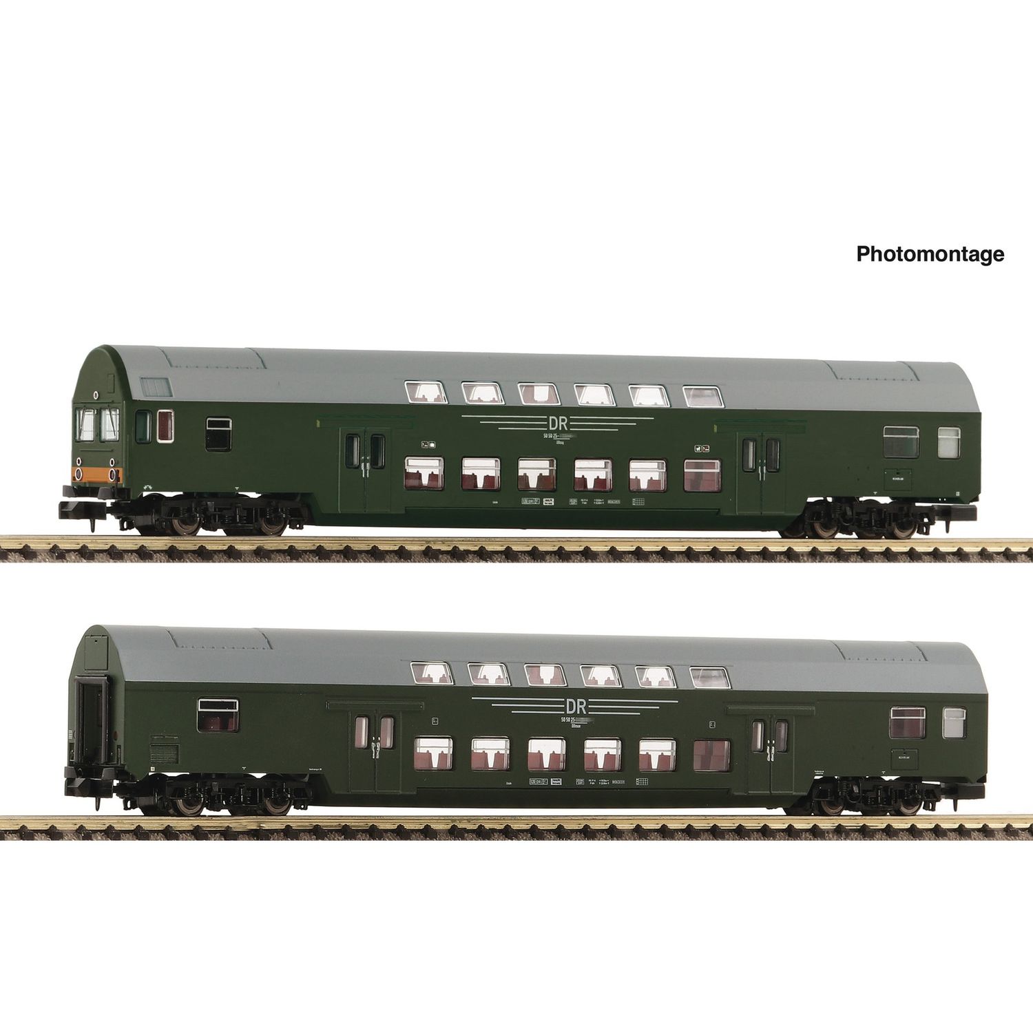pre orderen Fleischmann 6260041 Set 1 de 2 piezas: Coches de dos pisos, DR pre orderen Fleischmann 6260041 Set 1 de 2 piezas: Coches de dos pisos, DR