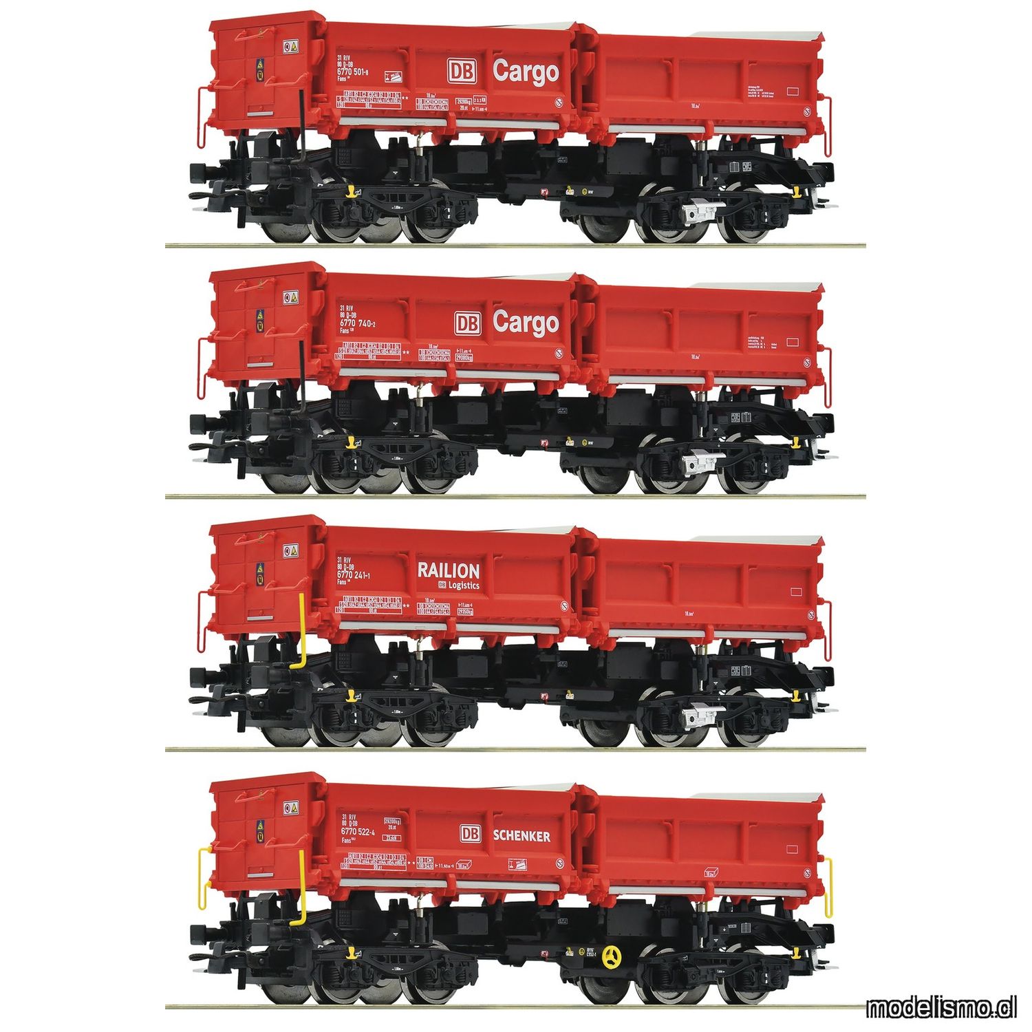 pre orderen Roco 6600202 Set de 4 piezas: Dump wagons, DB AG