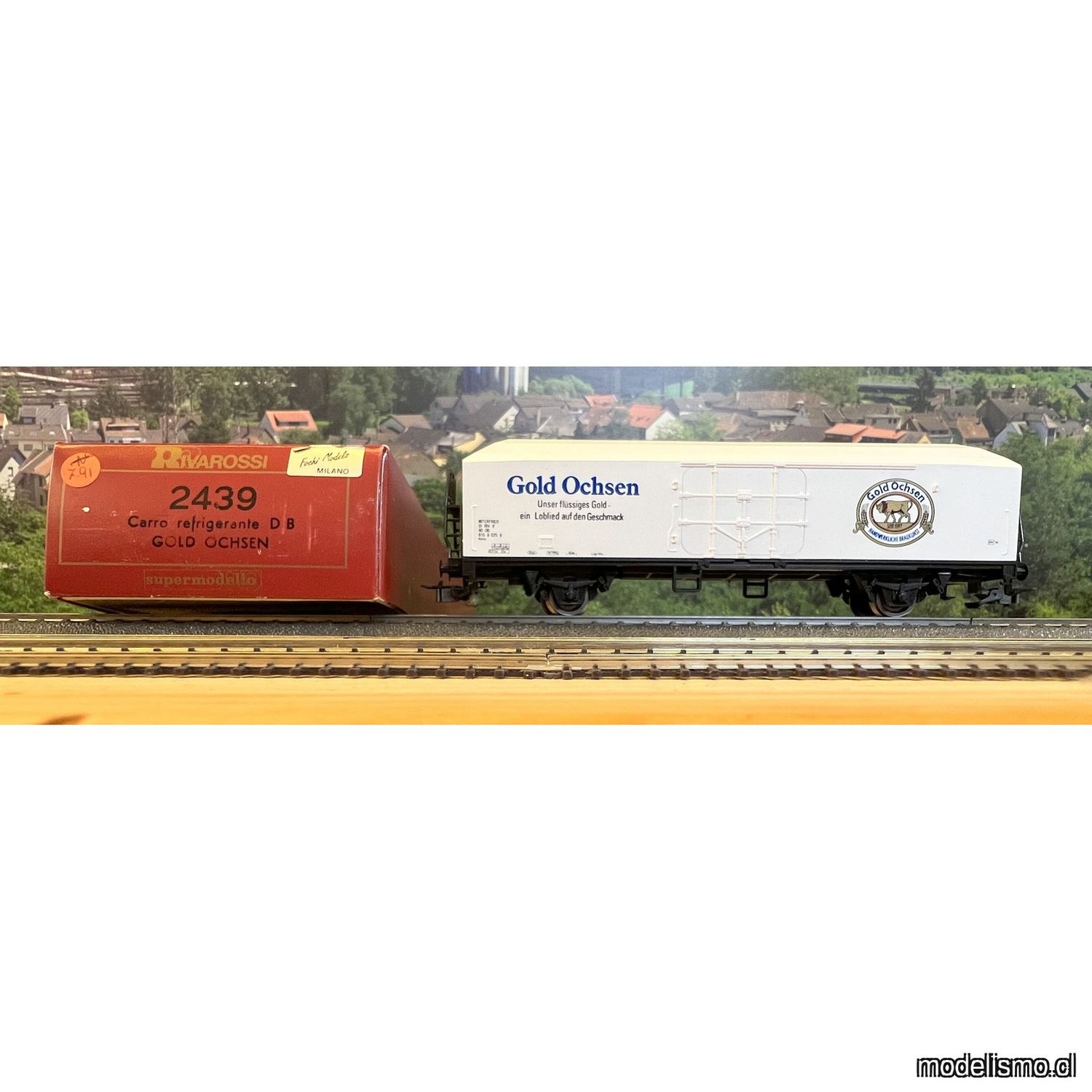 PF Rivarossi 2439 carro refrigerante GOLD OCHSEN - usado PF Rivarossi 2439 carro refrigerante GOLD OCHSEN - usado