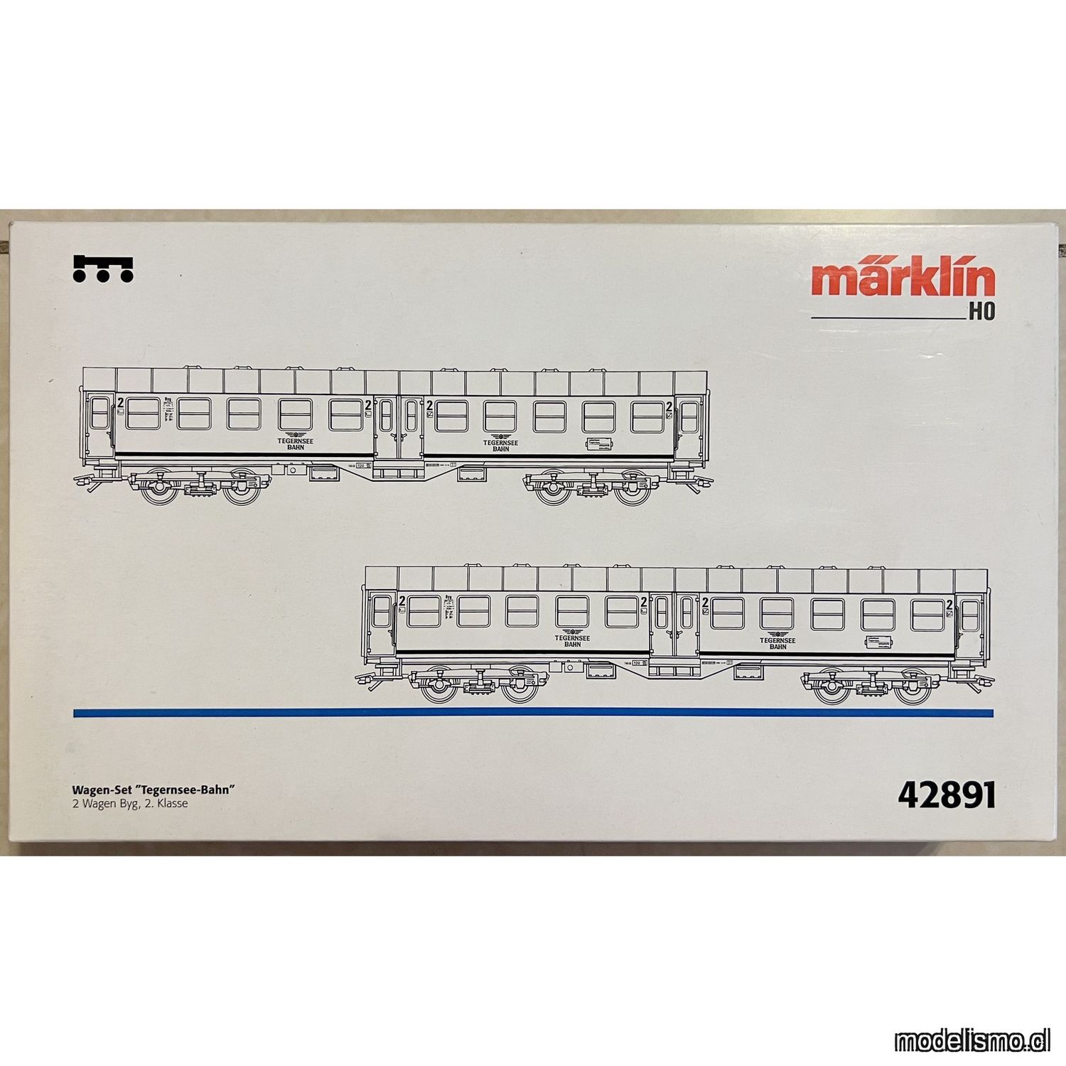 Usado PF Märklin 42891 2 coches de pasajeros de la Tegernseebahn - con luz y patin