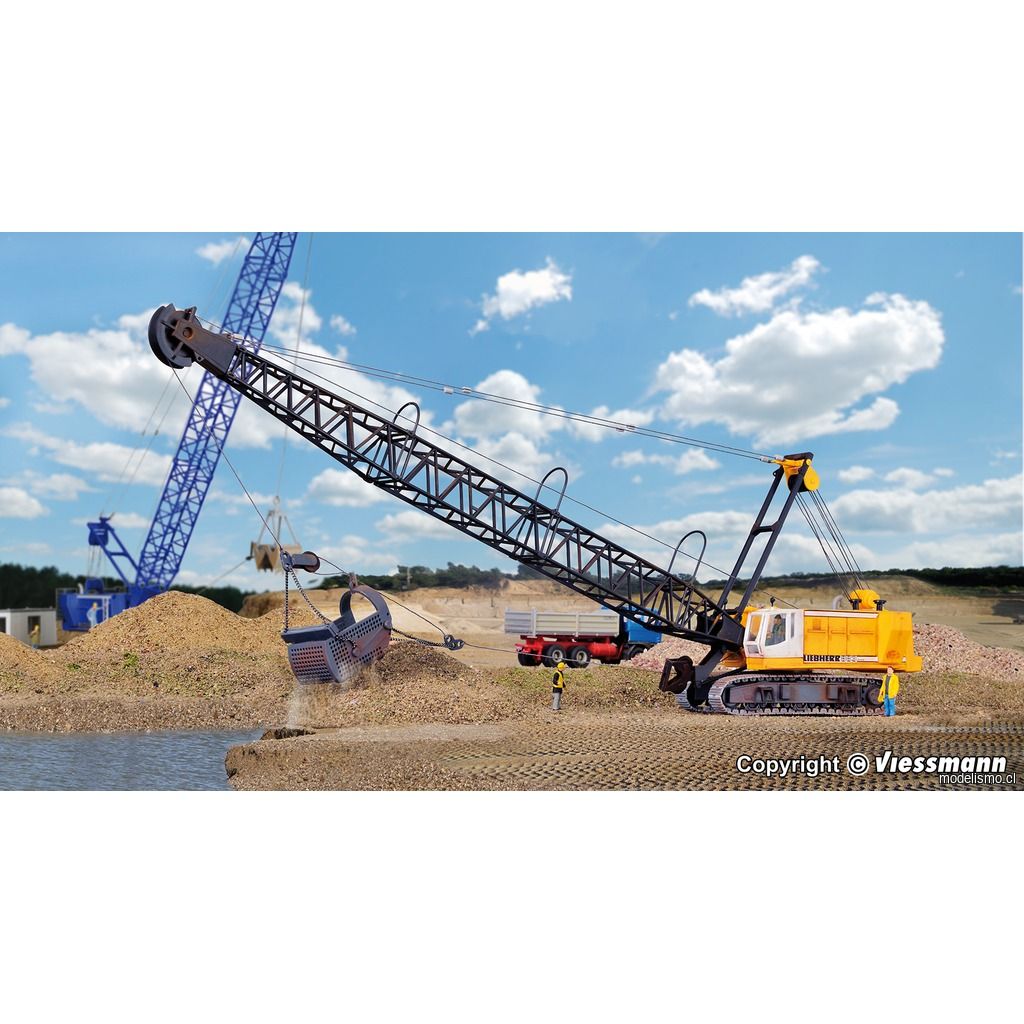 Kibri 11254 Excavadora de cable H0 LIEBHERR con el cubo de la red de arrastre