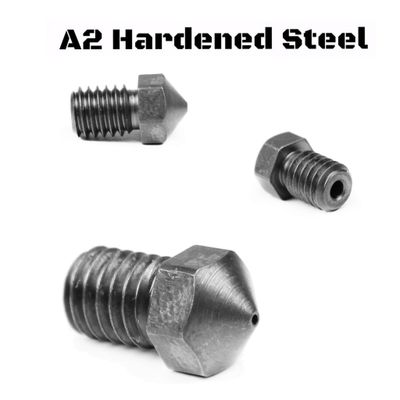 Micro-Swiss Plated A2 Hardened Steel Nozzle RepRap M6 Thread 1.75mm Filament (E3D V4 / V5 / V6, Prusa i3 MK2 / MK2S / MK3 / Mini, Anycubic, JGAURORA)