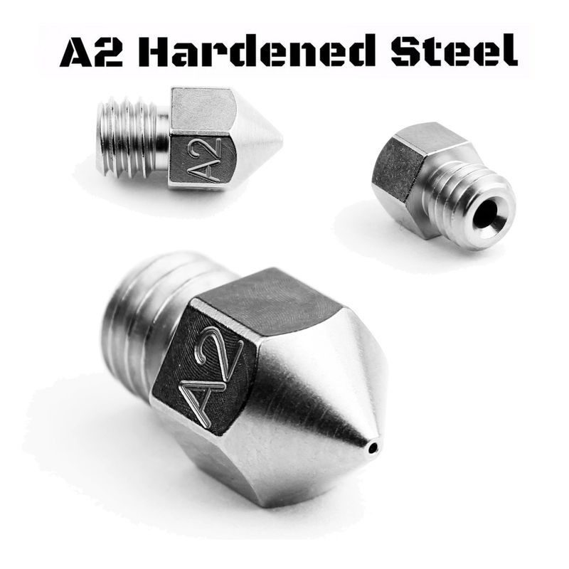 Micro-Swiss Plated A2 Tool Steel Wear Resistant Nozzle for MK8 Hotend (CR10 / Ender / Tornado / MakerBot)