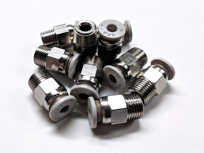 4 Pack PC4-01 NPT (1/8in) Straight-Thru Fittings - For 1.75mm Bowden Tubing