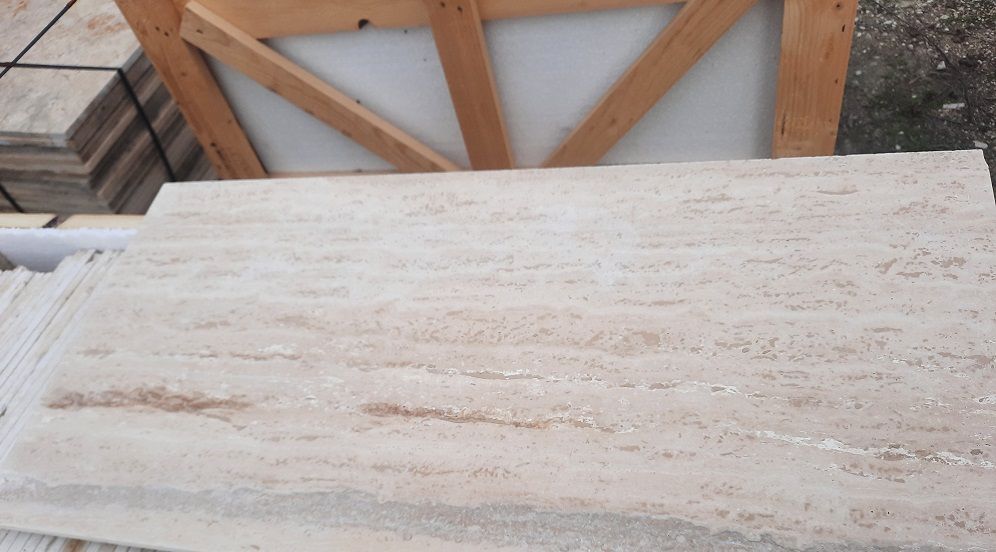 piastrelle travertino classico romano 60 x 60 cm - finitura stuccata e levigata