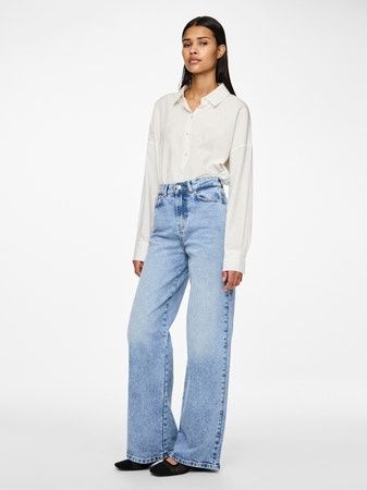 PIECES SELMA HW WIDE JEANS LB