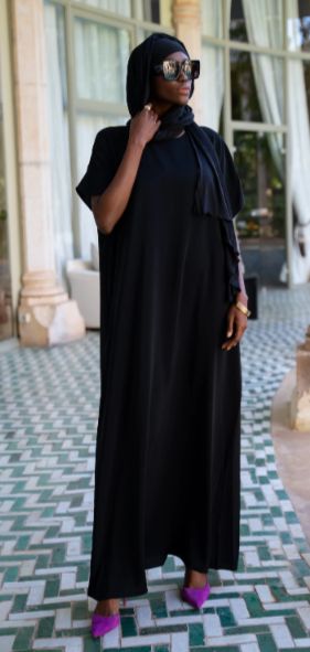 ABAYA KORTE MOUWEN, Colour: ZWART
