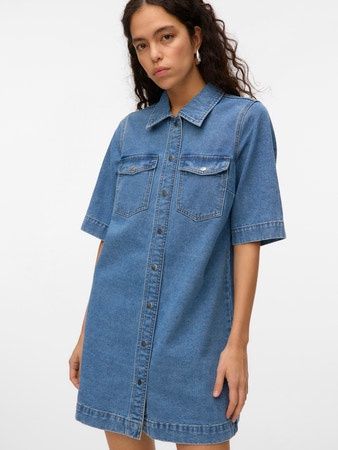 VERO MODA FENJA 2/4 SHORT DENIM DRESS