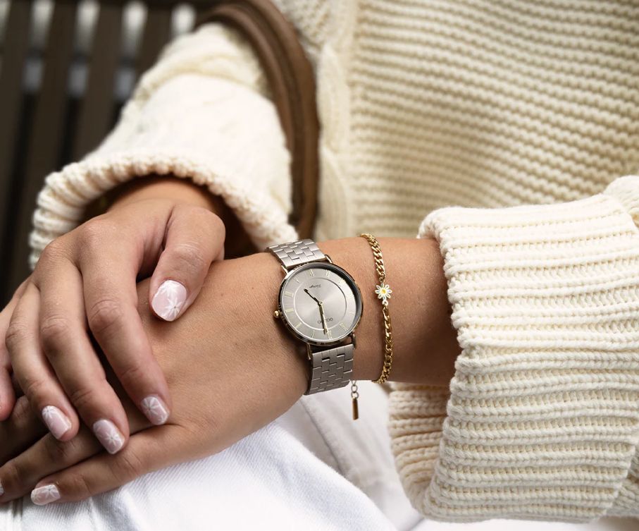 Taupe OOZOO horloge met roestvrijstalen armband - C20368