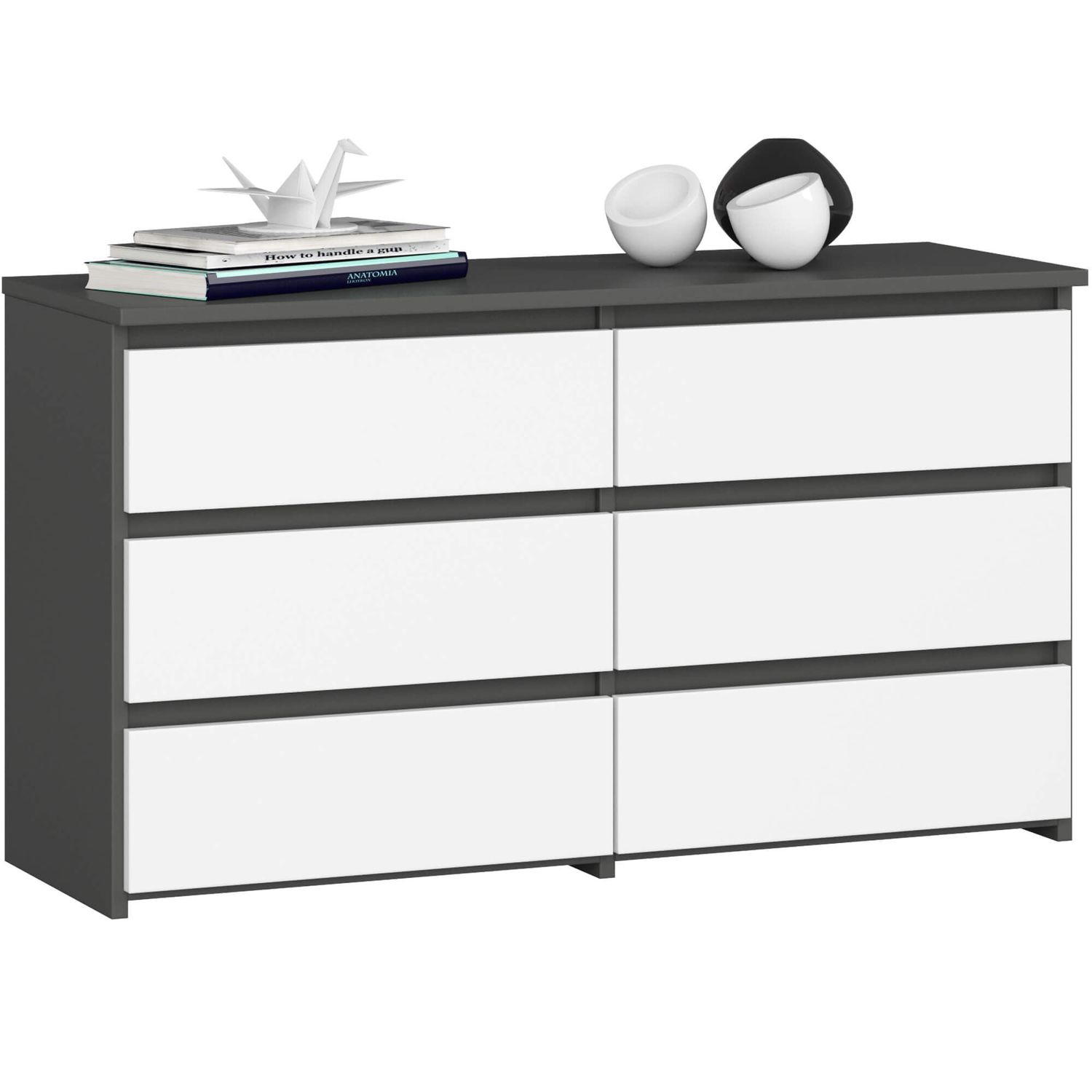 KOMODA CL100 6SZ PK SZARA / BIAŁA