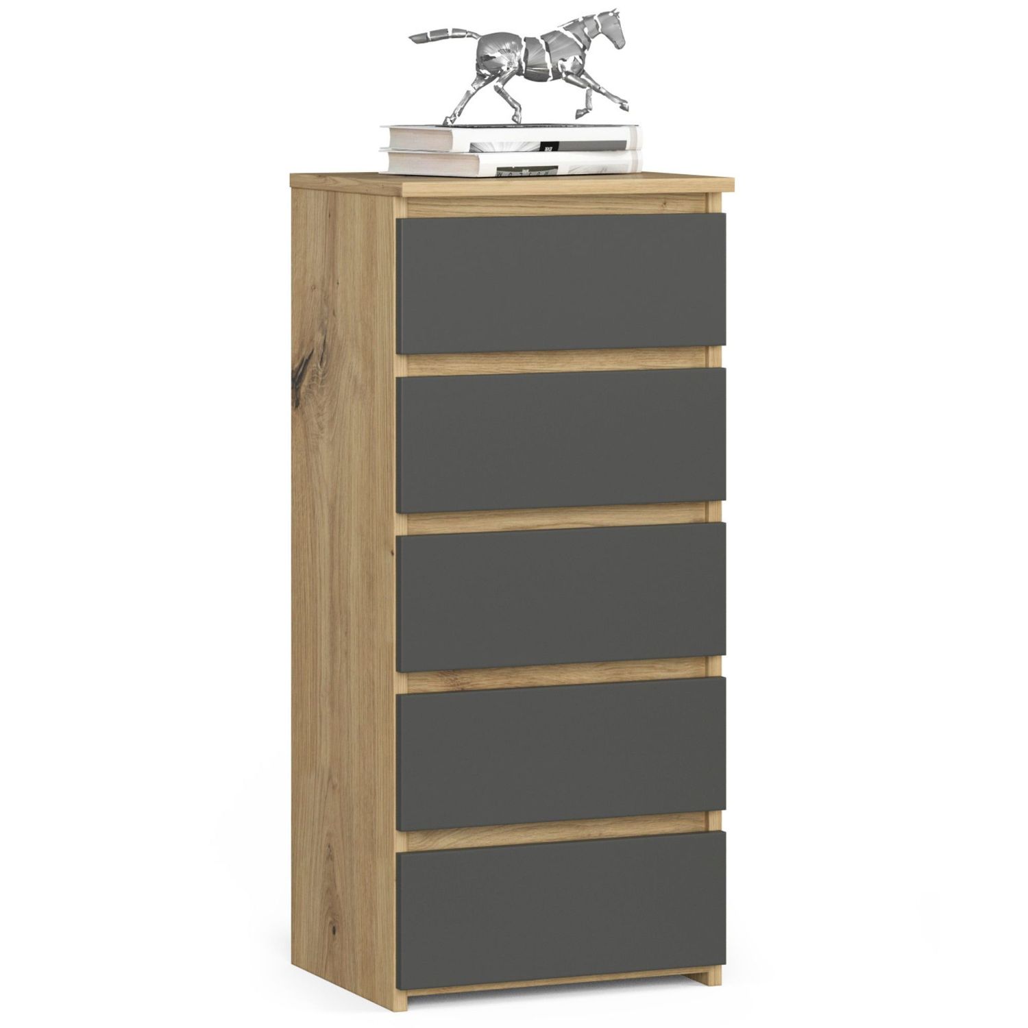KOMODA CL5 DĄB ARTISAN / SZARA