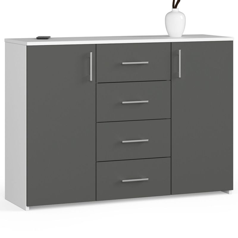 KOMODA K 45 110 cm BIAŁA / GRAFIT SZARY