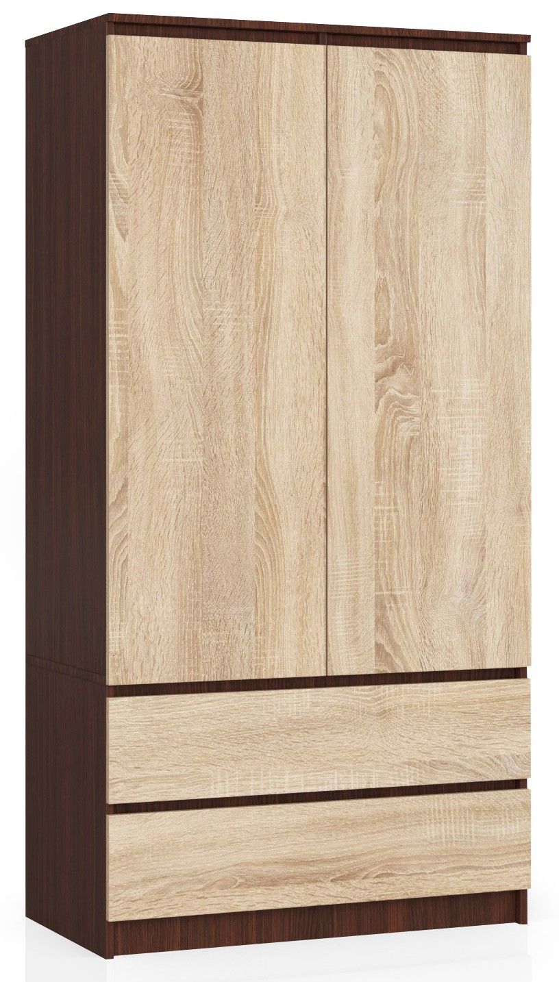 SZAFA S 90 cm 2 DRZWI 2 SZUFLADY WENGE / SONOMA
