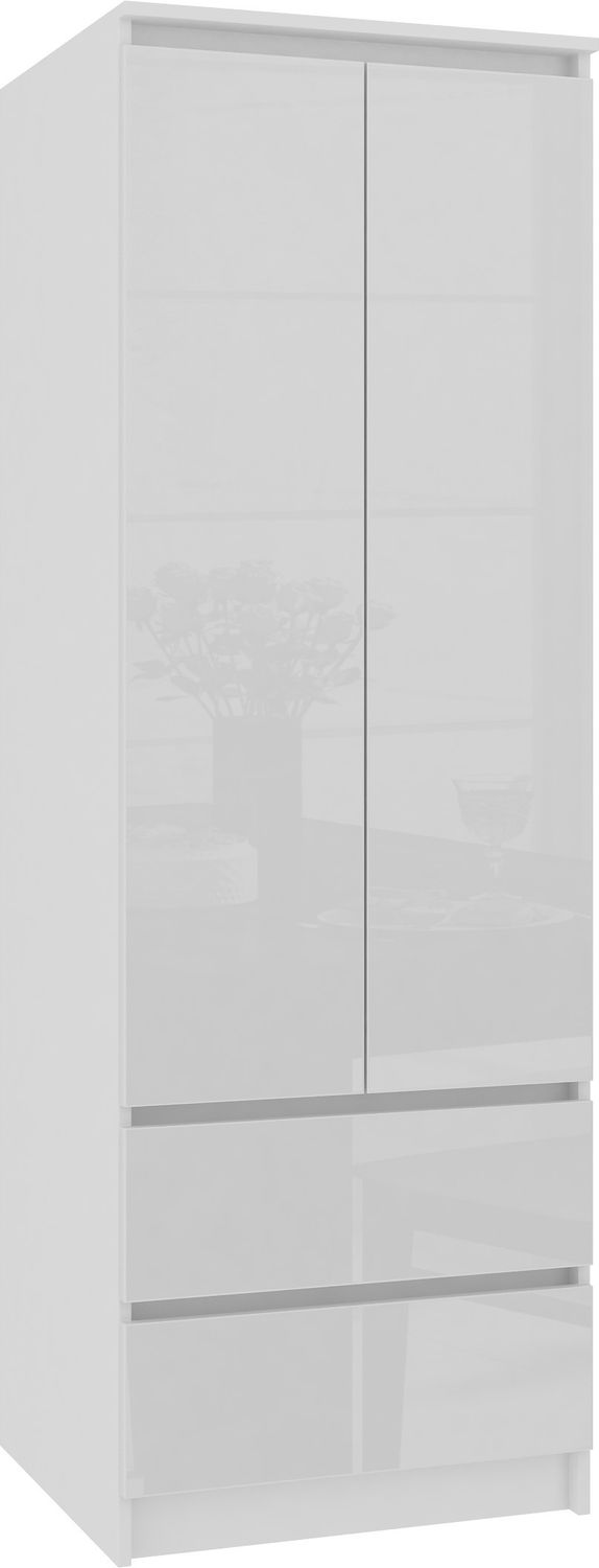 SZAFA STAR S 60 cm 2 DRZWI 2 SZUFLADY PK BIAŁA / BIAŁY POŁYSK