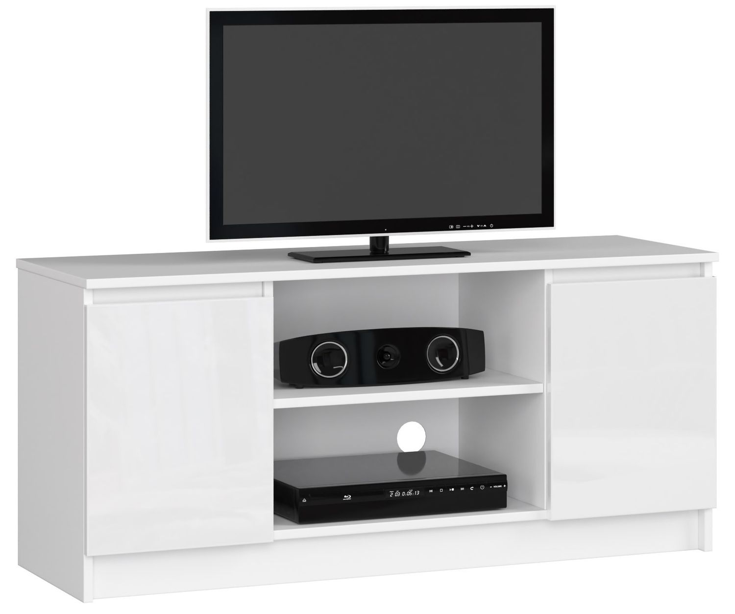 SZAFKA RTV 120 cm 2D 1P BIAŁY AKRYL WYSOKI POŁYSK