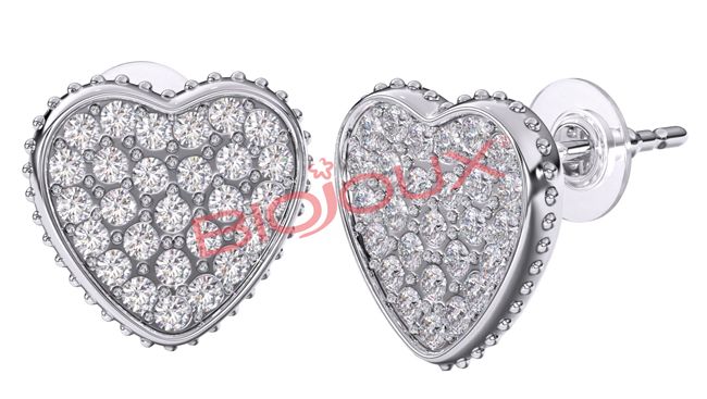 BJT256 ORECCHINI HEART PAVE SS