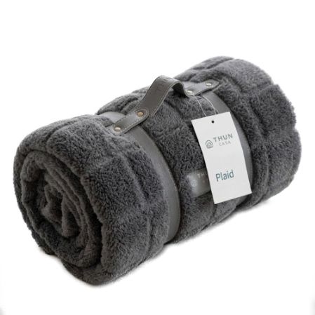 THUN PLAID CASA SHERPA GRIGIO